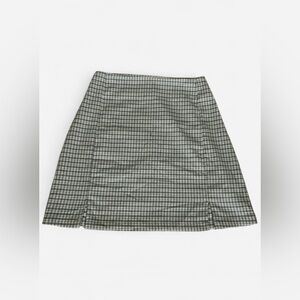 Brandy Melville Green and White Plaid Mini Skirt
